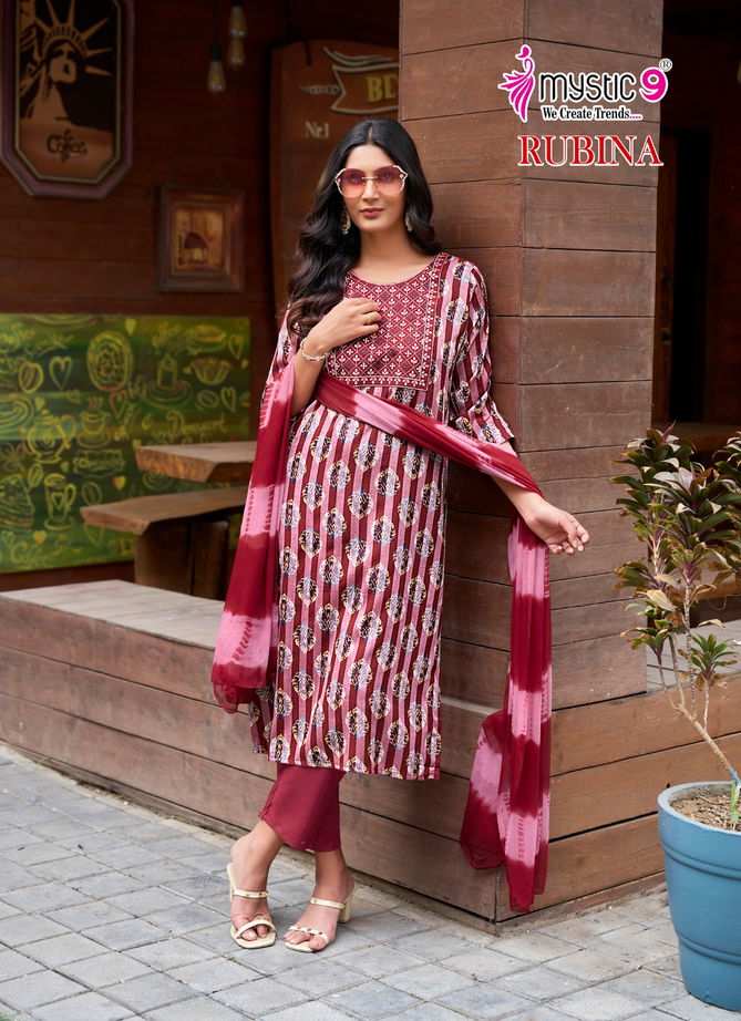 Rubina Vol 7 By Mystic 9 Rayon Kurti With Bottom Dupatta Suppliers In India